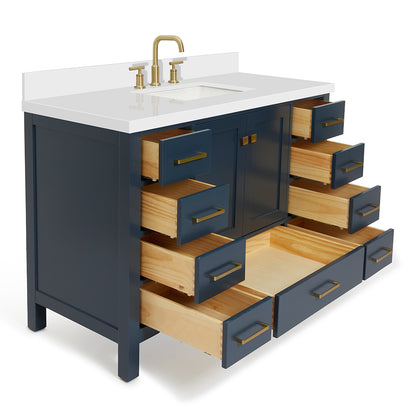 Beckford 48-Inch Midnight Blue bathroom vanity on white background – product photo 1
