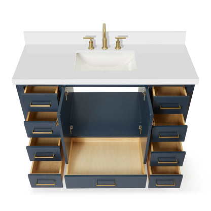 Beckford 48-Inch Midnight Blue bathroom vanity on white background – product photo 2