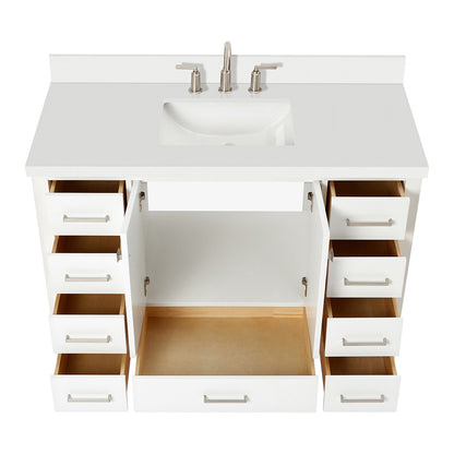 Beckford 48-Inch White bathroom vanity on white background – product photo 2
