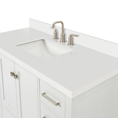 Beckford 48-Inch White bathroom vanity on white background – product photo 4