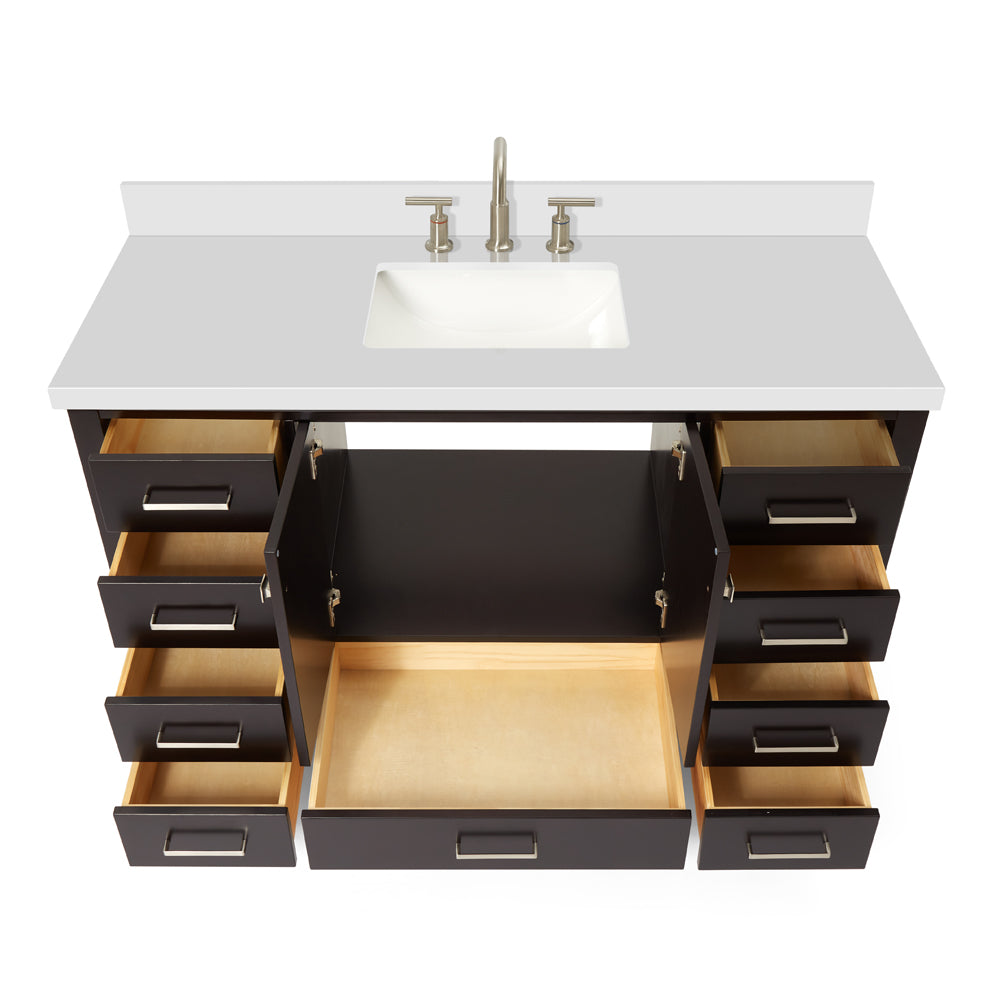 Beckford 54-Inch Espresso bathroom vanity on white background – product photo 2