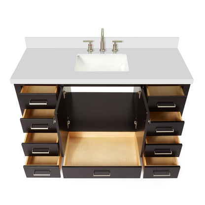 Beckford 54-Inch Espresso bathroom vanity on white background – product photo 2