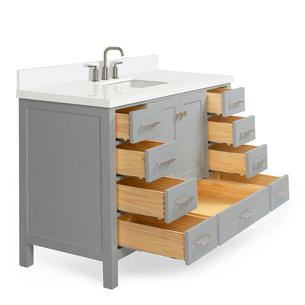 Beckford 54-Inch Grey bathroom vanity on white background – product photo 1