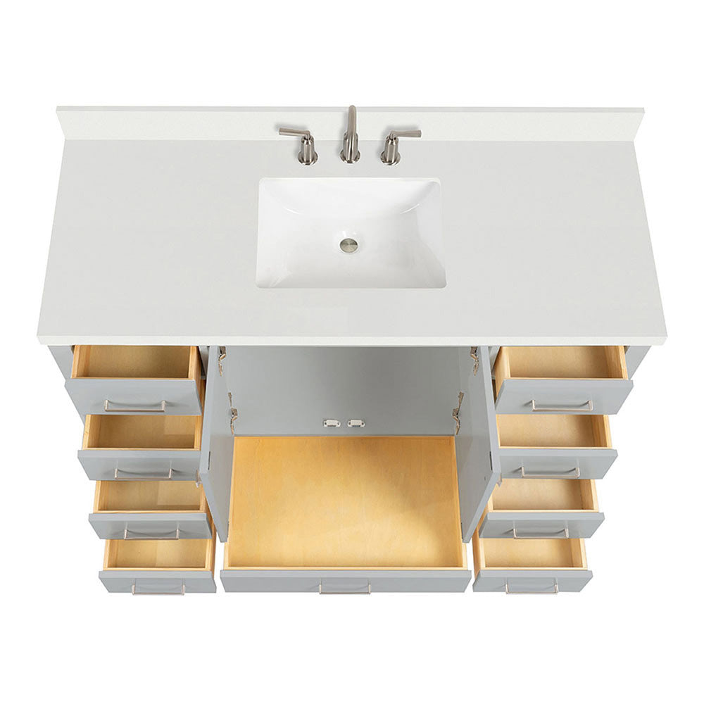 Beckford 54-Inch Grey bathroom vanity on white background – product photo 2