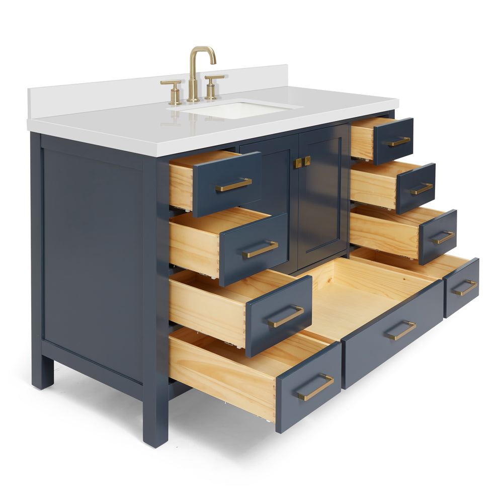 Beckford 54-Inch Midnight Blue bathroom vanity on white background – product photo 1