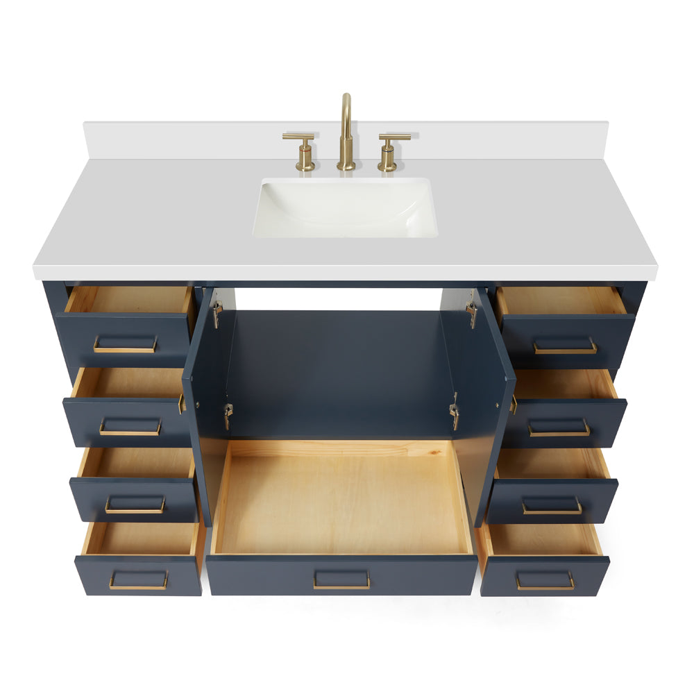 Beckford 54-Inch Midnight Blue bathroom vanity on white background – product photo 2