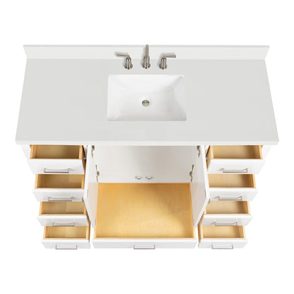 Beckford 54-Inch White bathroom vanity on white background – product photo 2