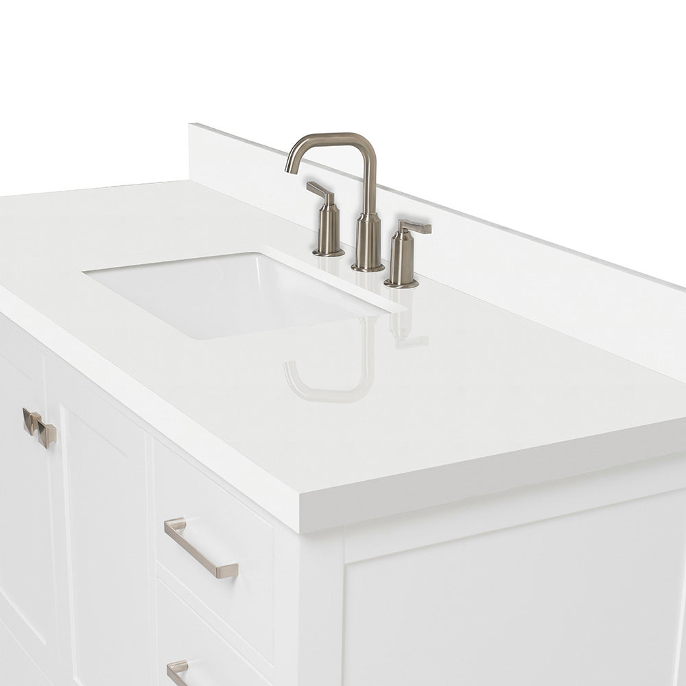 Beckford 54-Inch White bathroom vanity on white background – product photo 4
