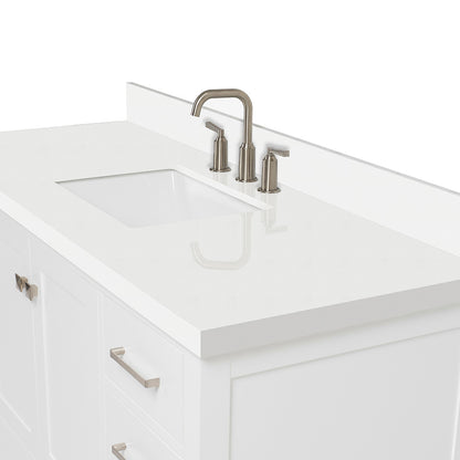 Beckford 54-Inch White bathroom vanity on white background – product photo 4