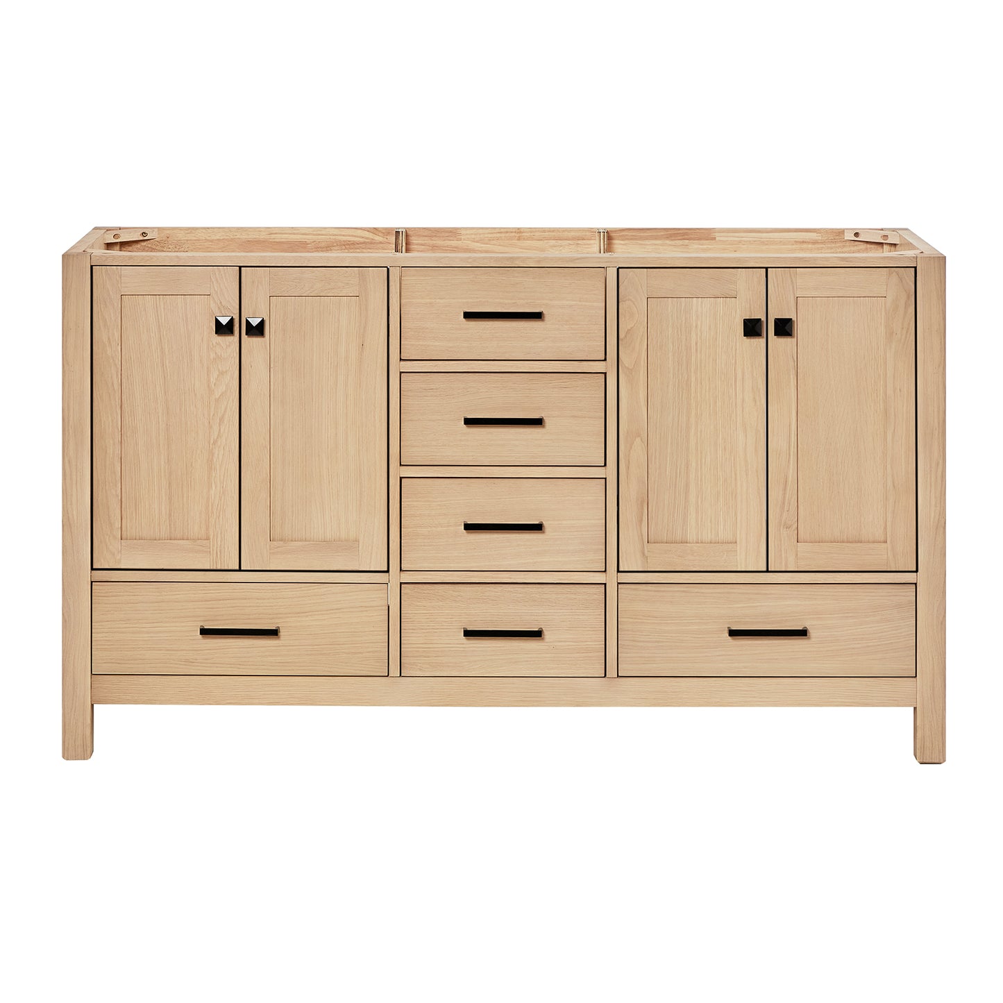 Beckford 60-inch Natural Oak base cabinet on white back ground front view main image