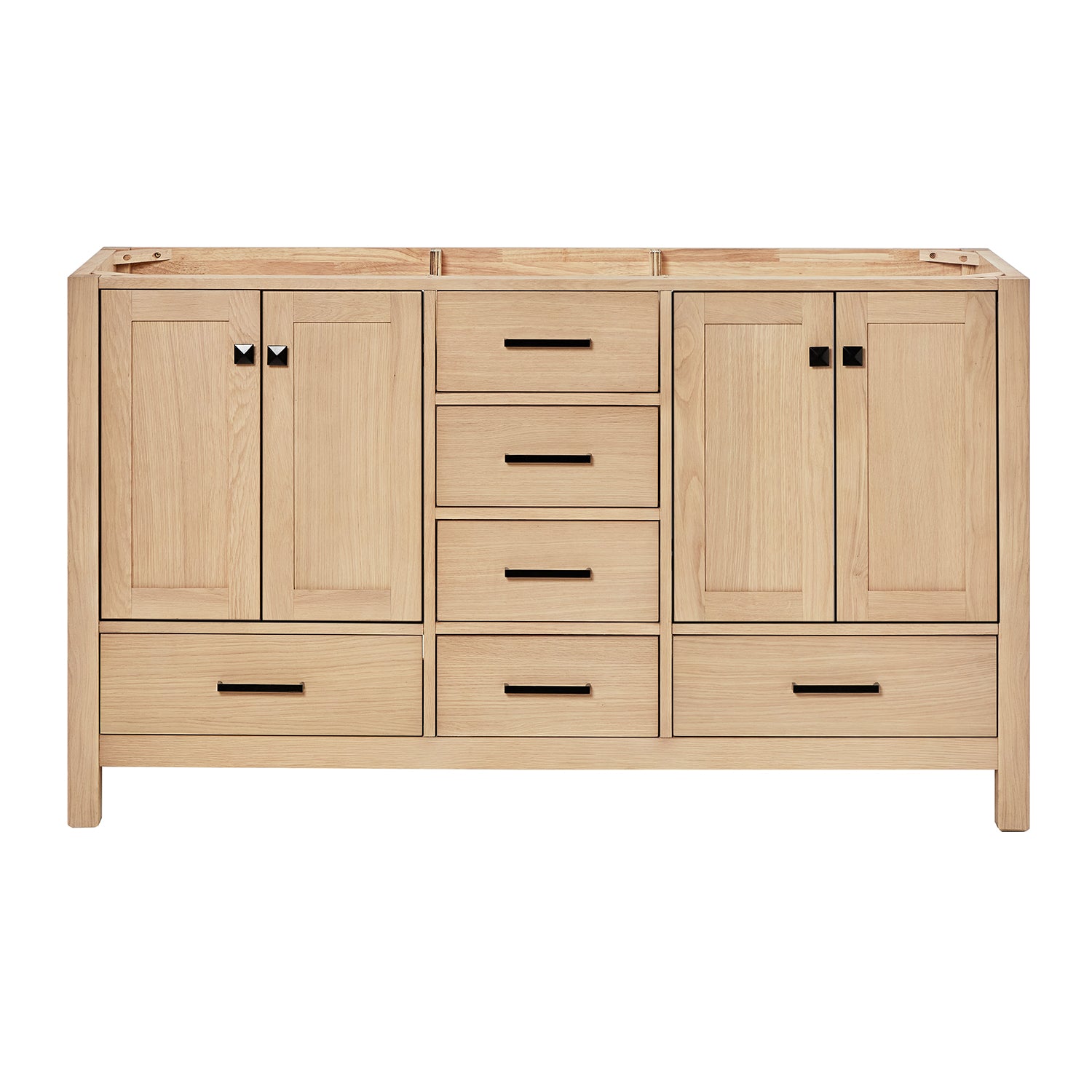 Beckford 60-inch Natural Oak base cabinet on white back ground front view main image