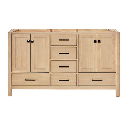 Beckford 60-inch Natural Oak base cabinet on white back ground front view main image