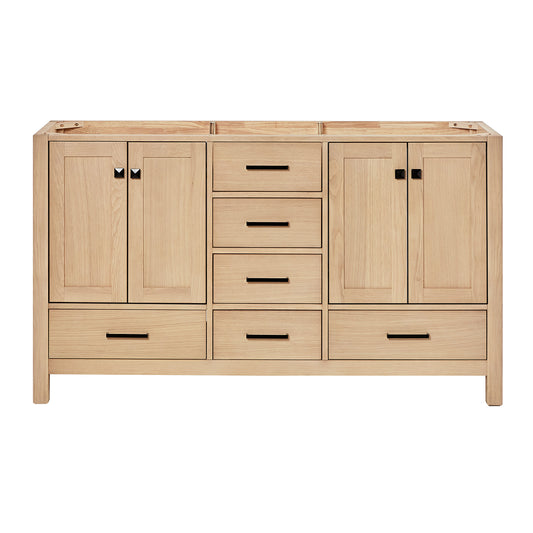 Beckford 60-inch Natural Oak base cabinet on white back ground front view main image