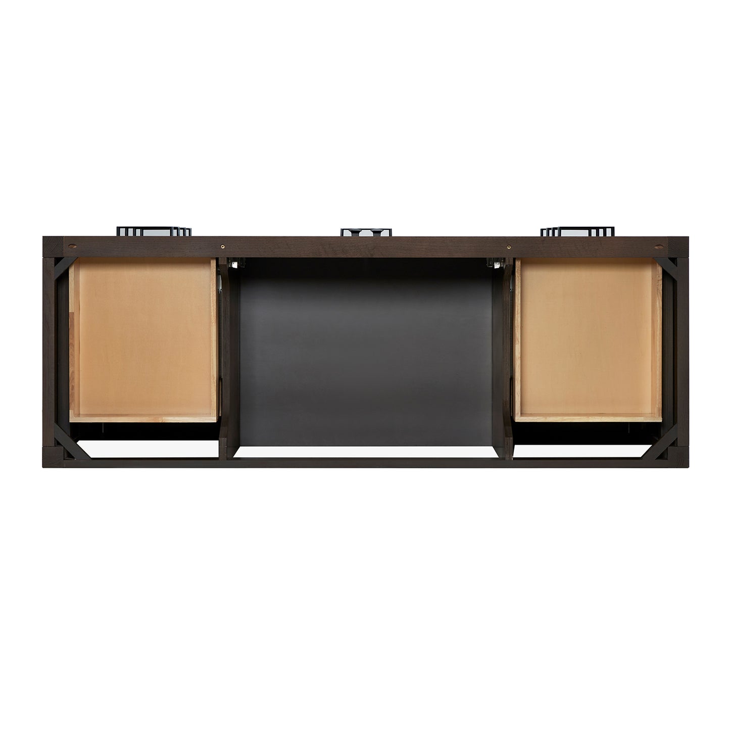 Beckford 60-inch Brown Oak base cabinet on white back ground front view open door