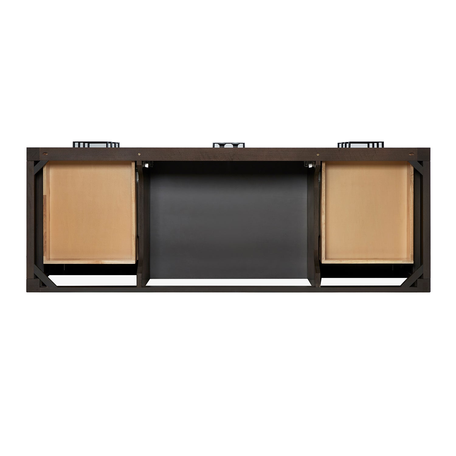 Beckford 60-inch Brown Oak base cabinet on white back ground front view open door