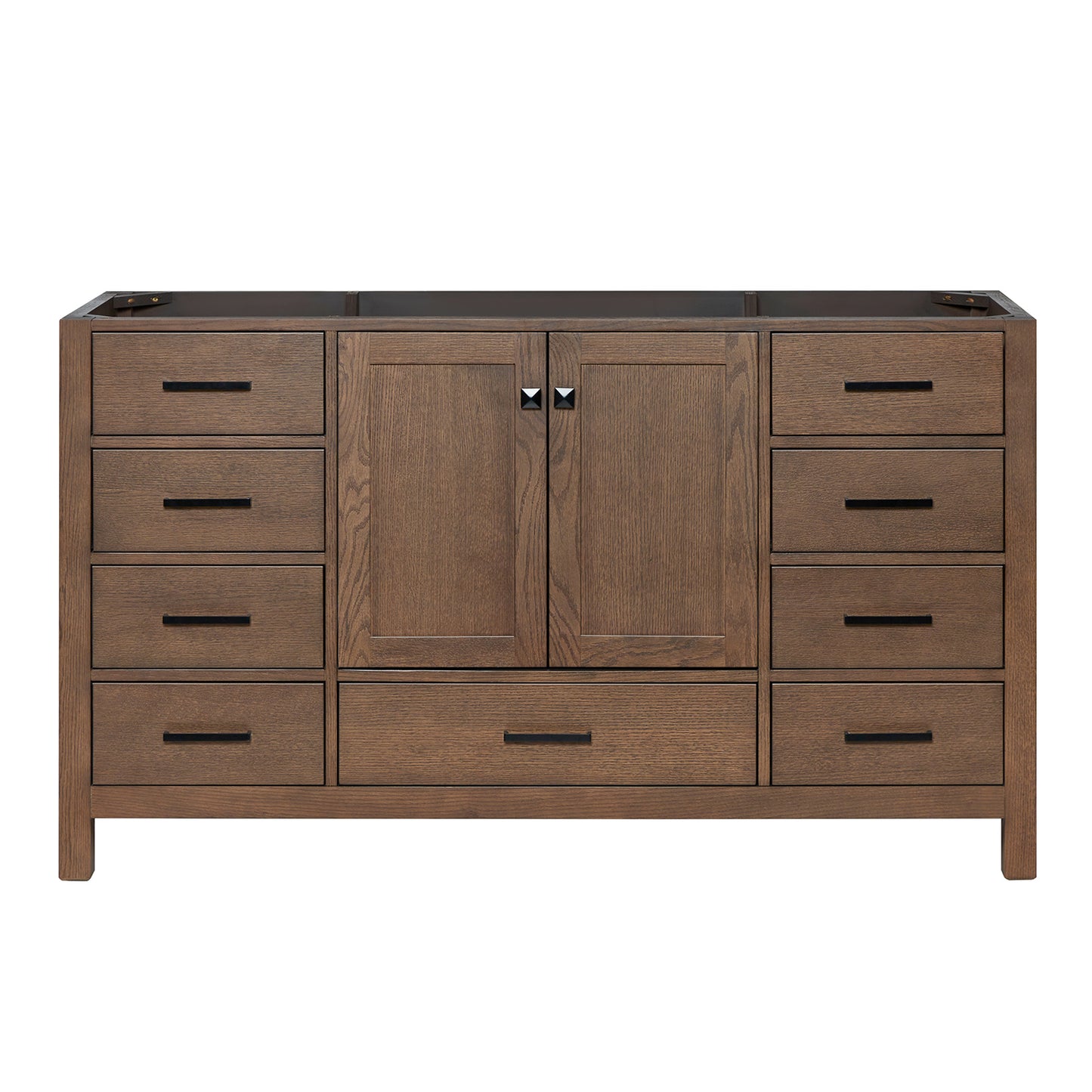 Beckford 60-inch Brown Oak base cabinet on white back ground front view main image