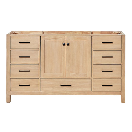 Beckford 60-inch Natural Oak base cabinet on white back ground front view main image