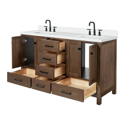 Beckford 60-Inch Brown Oak bathroom vanity on white background – product photo 6