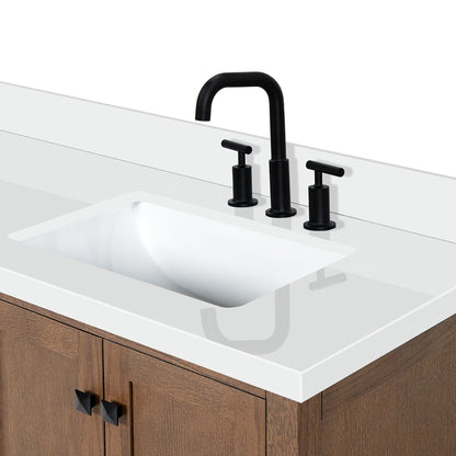 Beckford 60-Inch Brown Oak bathroom vanity on white background – product photo 11