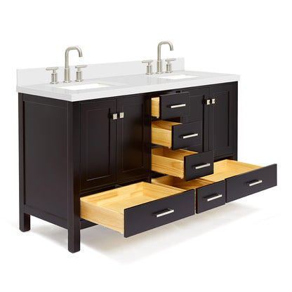 Beckford 60-Inch Espresso bathroom vanity on white background – product photo 1