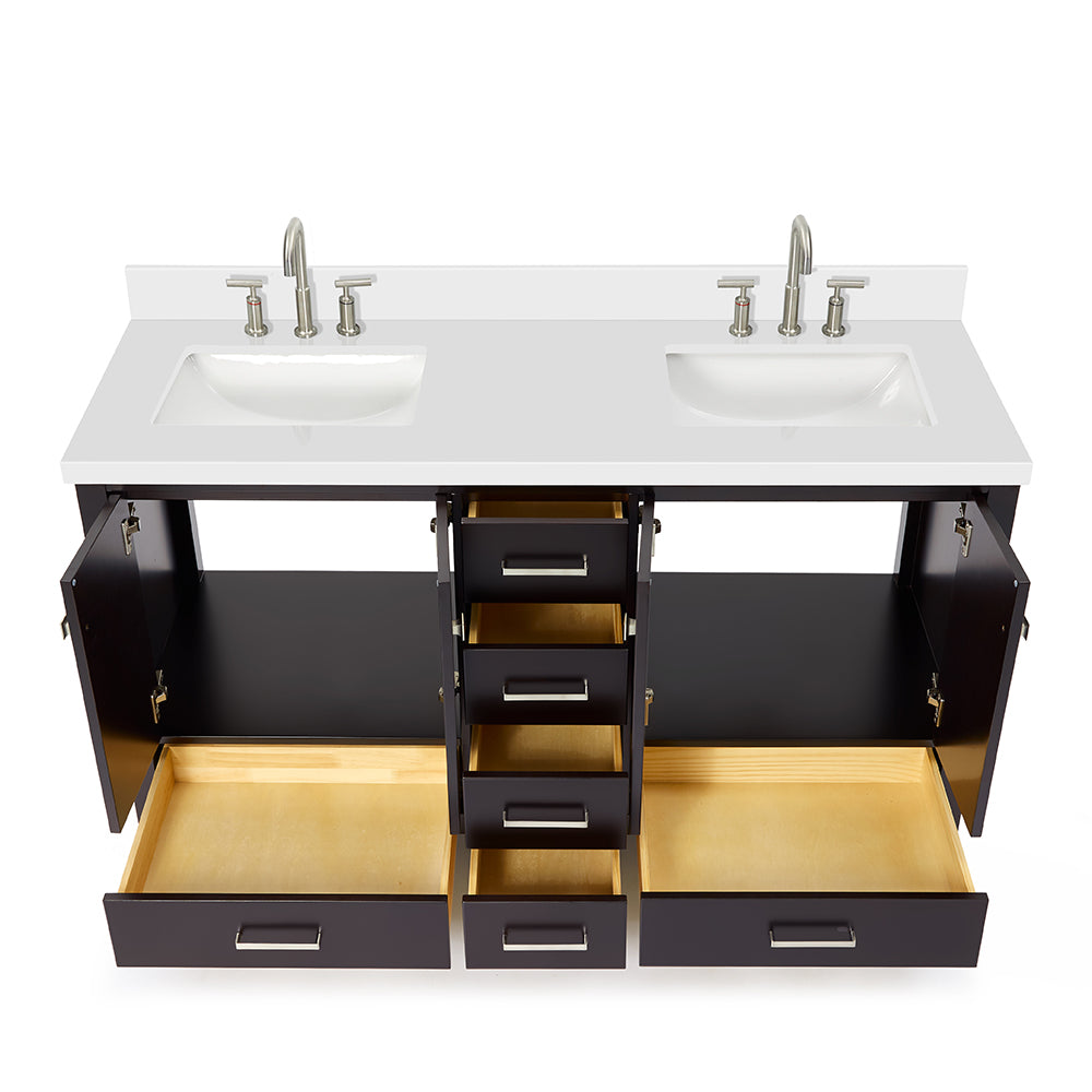 Beckford 60-Inch Espresso bathroom vanity on white background – product photo 2
