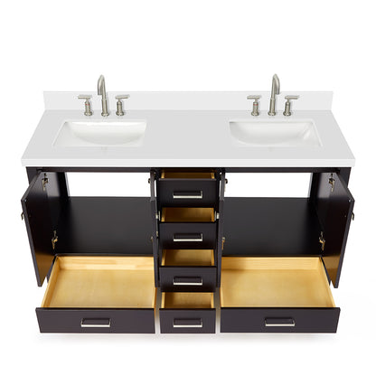 Beckford 60-Inch Espresso bathroom vanity on white background – product photo 2