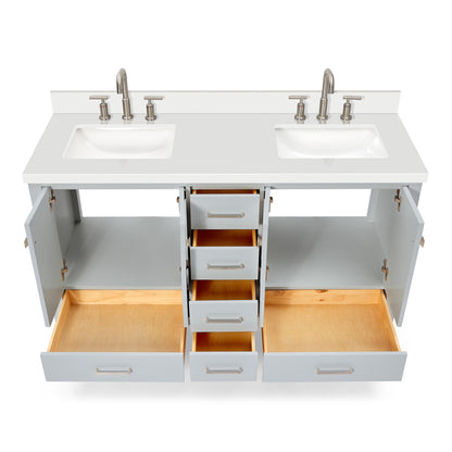 Beckford 60-Inch Grey bathroom vanity on white background – product photo 1