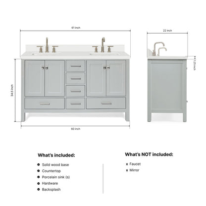 Beckford 60-Inch Grey bathroom vanity dimensions
