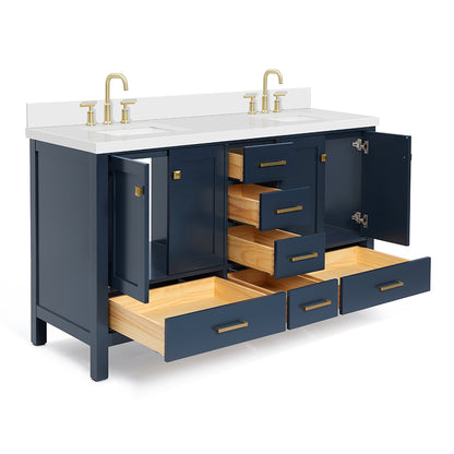 Beckford 60-Inch Midnight Blue bathroom vanity on white background – product photo 1
