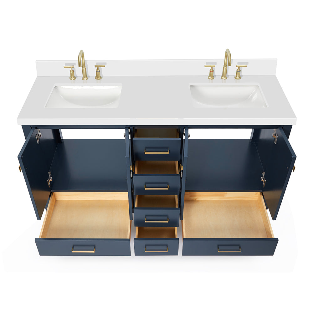 Beckford 60-Inch Midnight Blue bathroom vanity on white background – product photo 2