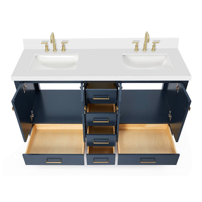 Beckford 60-Inch Midnight Blue bathroom vanity on white background – product photo 2