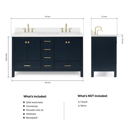 Beckford 60-Inch Midnight Blue bathroom vanity dimensions