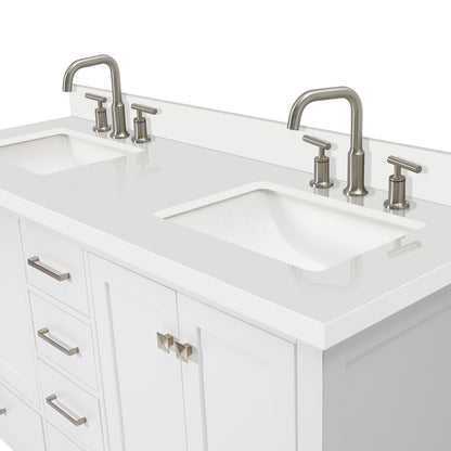 Beckford 60-Inch White bathroom vanity on white background – product photo 5