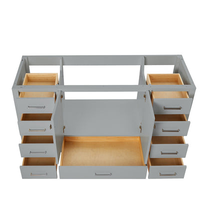 Beckford 60-inch Grey base cabinet on white back ground front view open door