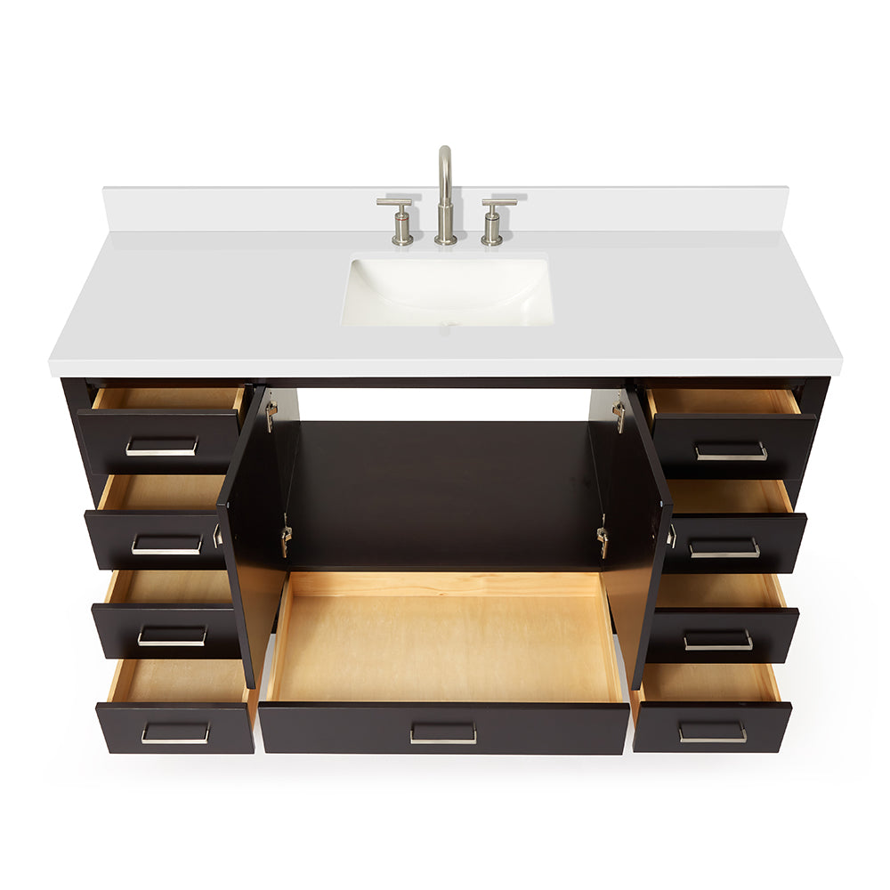 Beckford 60-Inch Espresso bathroom vanity on white background – product photo 2