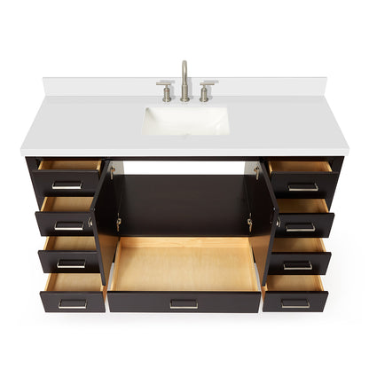 Beckford 60-Inch Espresso bathroom vanity on white background – product photo 2