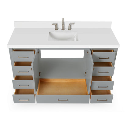 Beckford 60-Inch Grey bathroom vanity on white background – product photo 2
