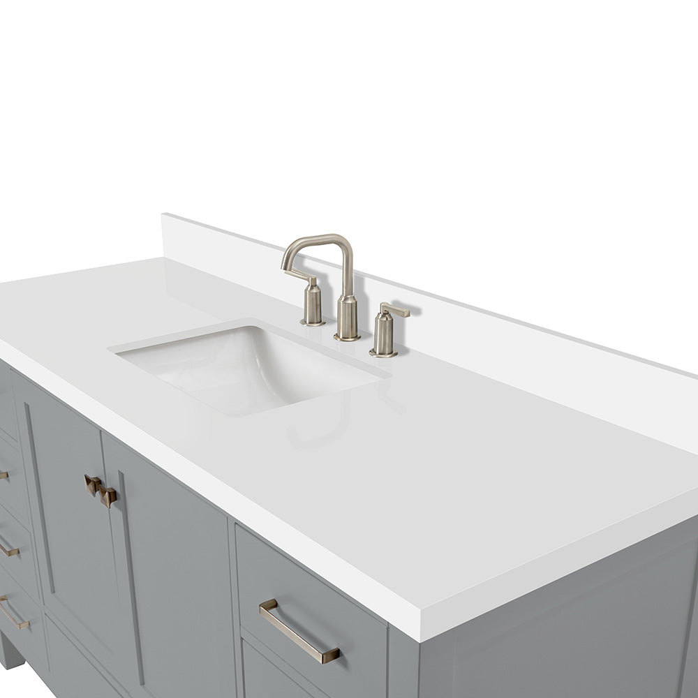 Beckford 60-Inch Grey bathroom vanity on white background – product photo 3