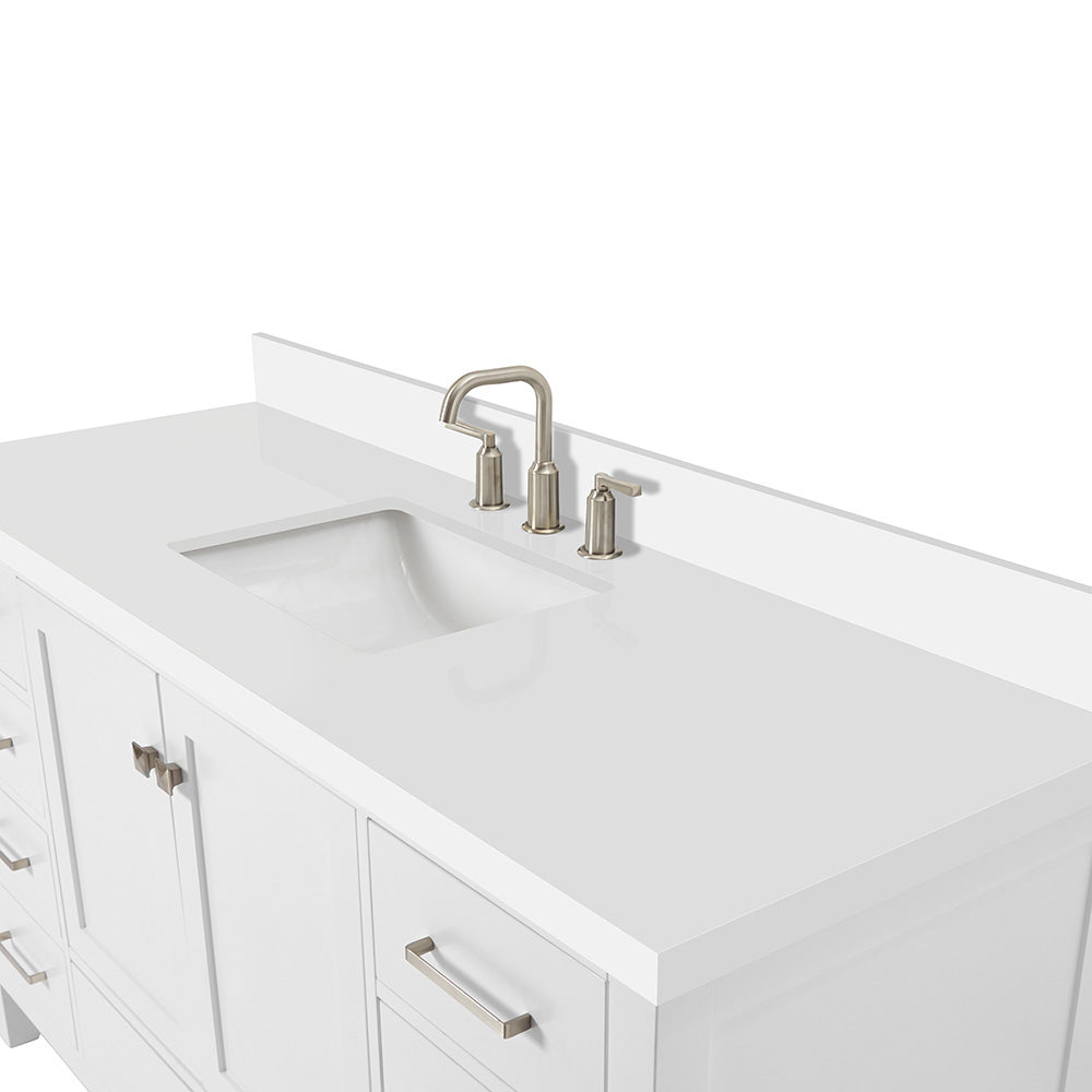Beckford 60-Inch White bathroom vanity on white background – product photo 5