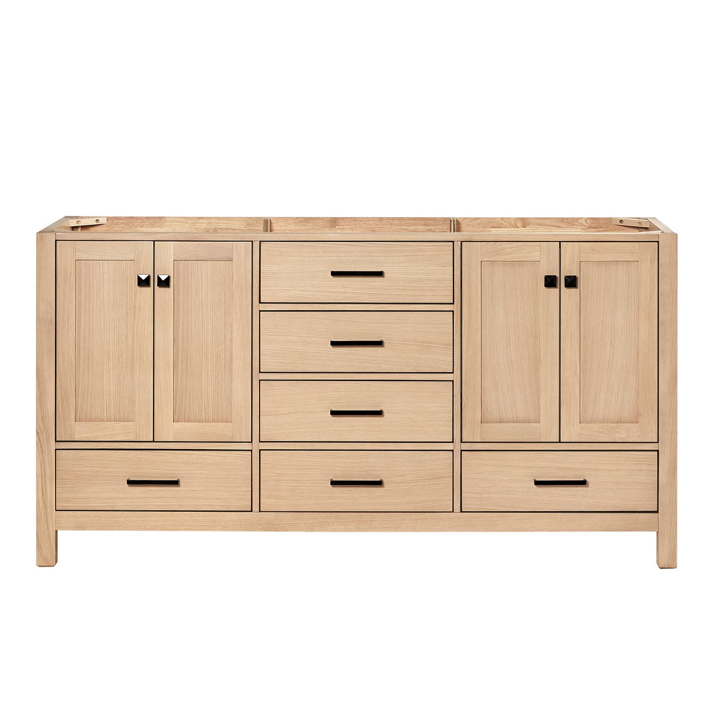 Beckford 66-inch Natural Oak base cabinet on white back ground front view main image