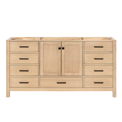 Beckford 66-inch Natural Oak base cabinet on white back ground front view main image