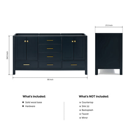 Beckford 66-inch Midnight Blue base cabinet on dimensions