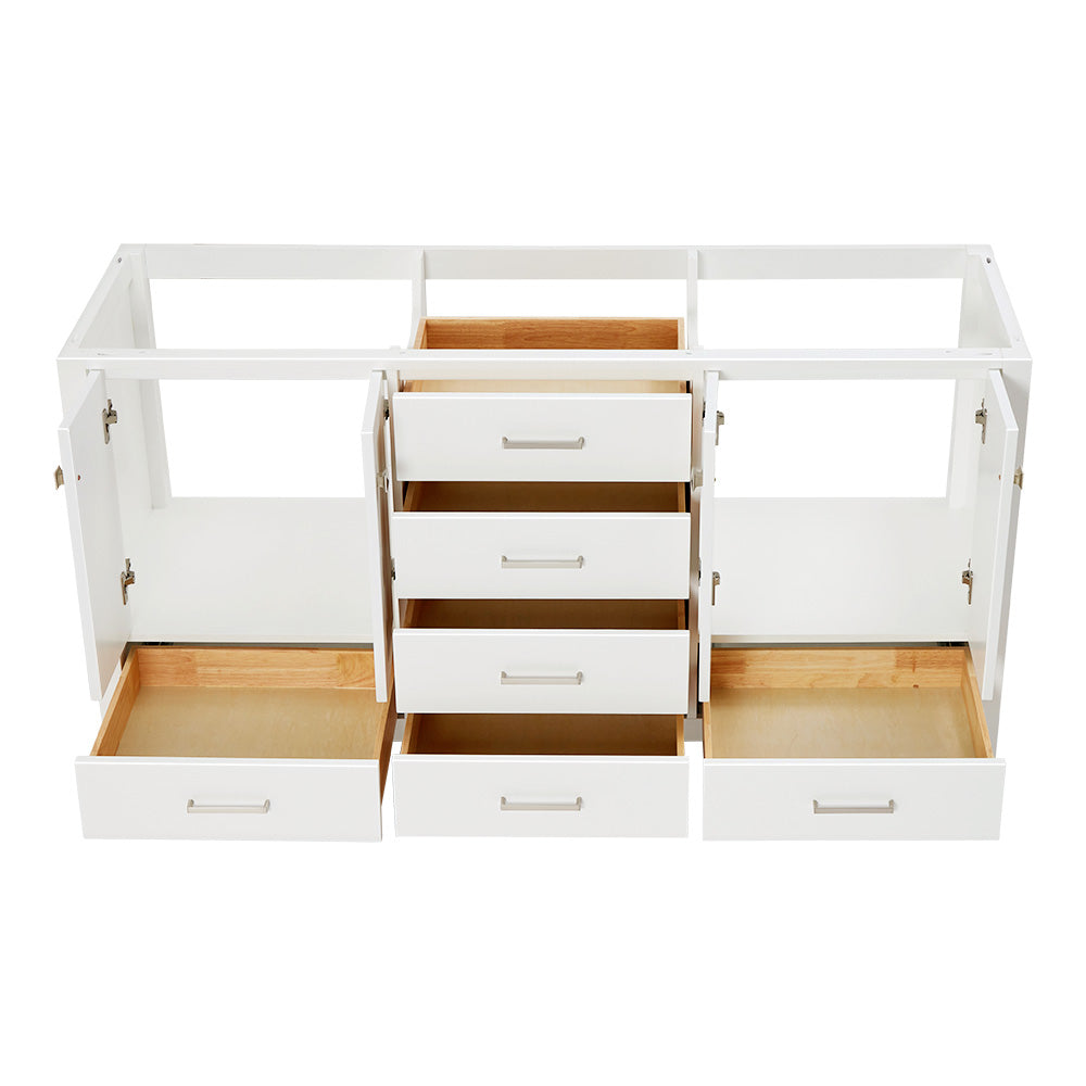 Beckford 66-inch White base cabinet on white back ground front view open door