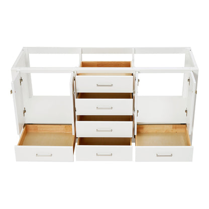 Beckford 66-inch White base cabinet on white back ground front view open door