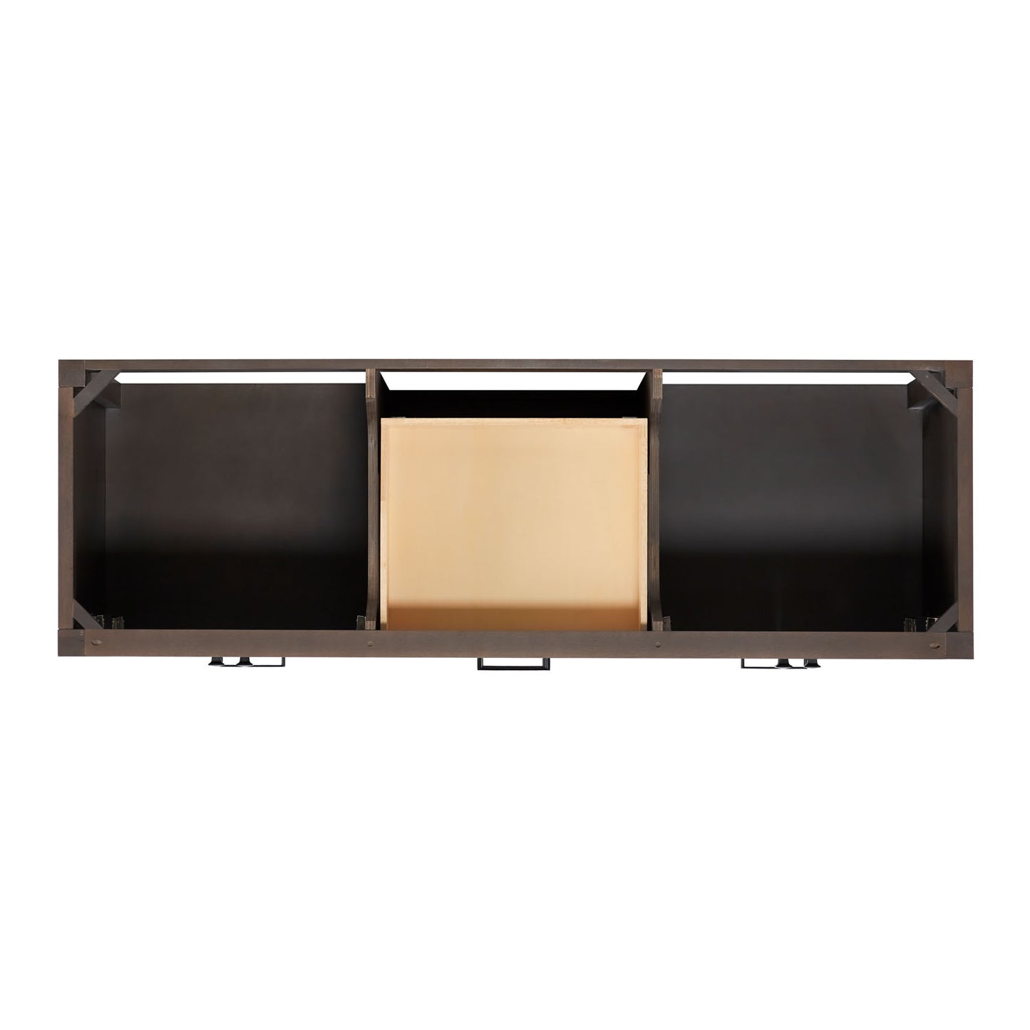 Beckford 66-Inch Brown Oak bathroom vanity on white background – product photo 7
