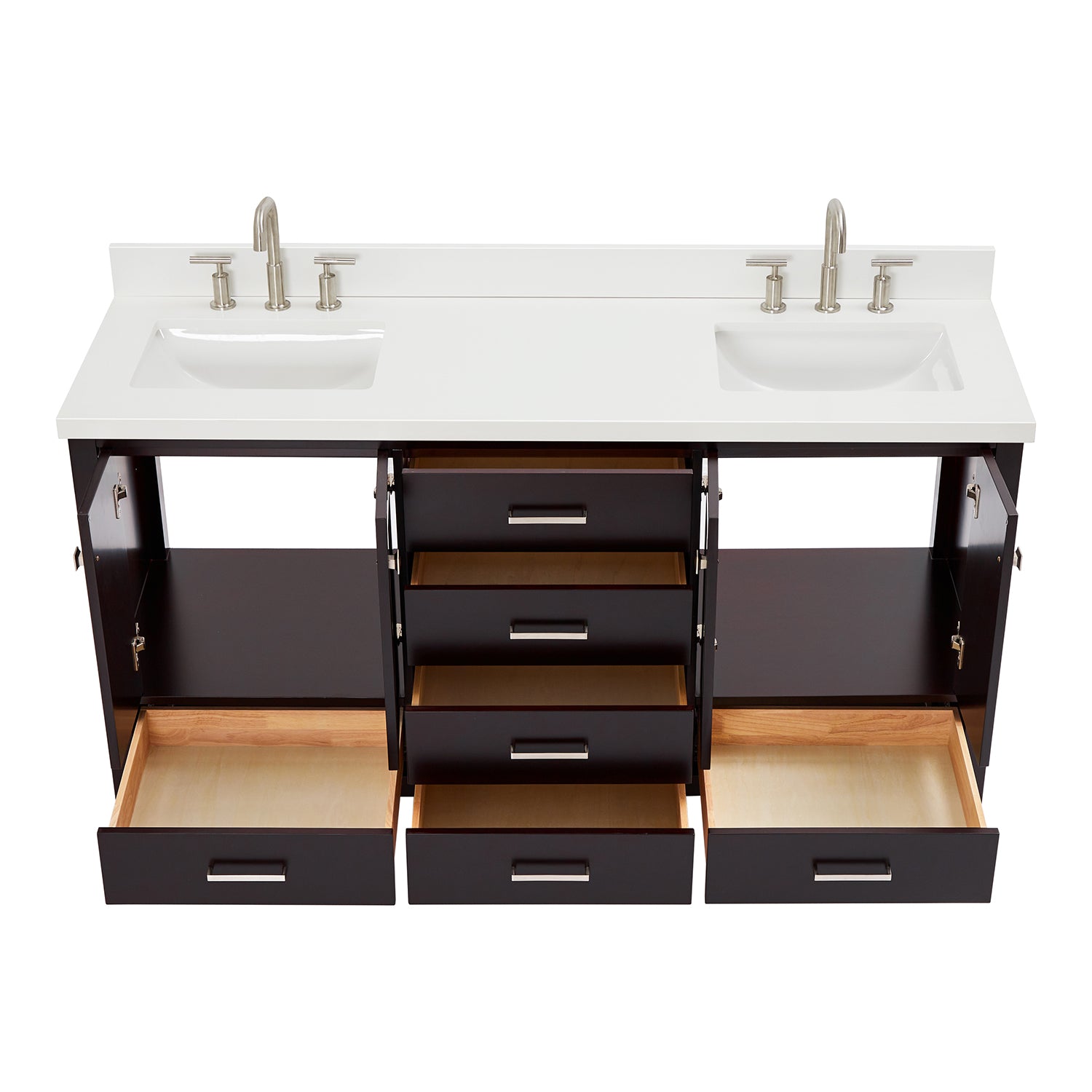 Beckford 66-Inch Espresso bathroom vanity on white background – product photo 2
