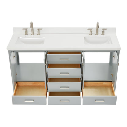 Beckford 66-Inch Grey bathroom vanity on white background – product photo 2