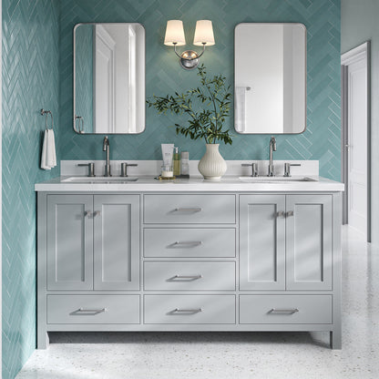 Beckford 66-Inch Grey bathroom vanity in styled bathroom setting