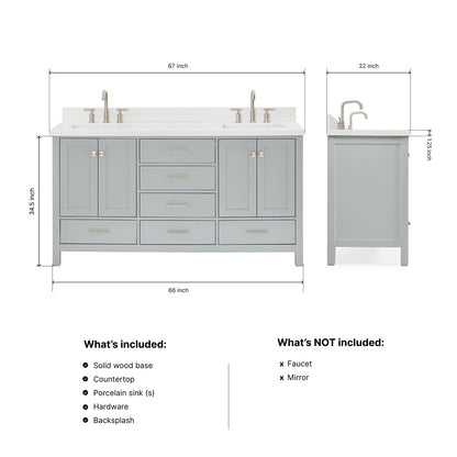 Beckford 66-Inch Grey bathroom vanity dimensions