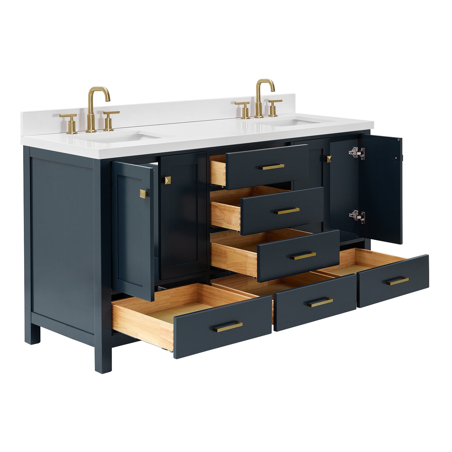 Beckford 66-Inch Midnight Blue bathroom vanity on white background – product photo 1